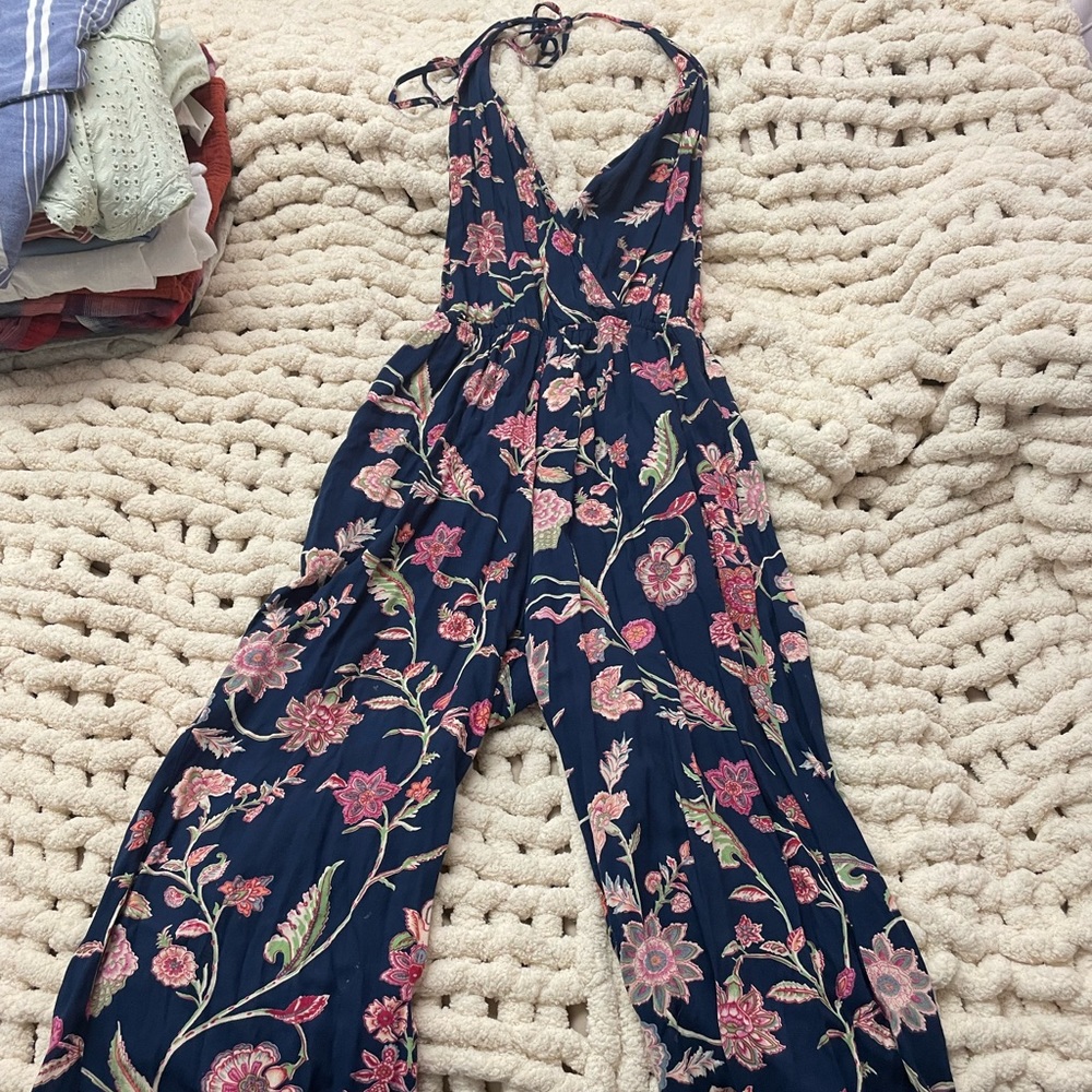 Angie backless floral halter neck jumpsuit size medium